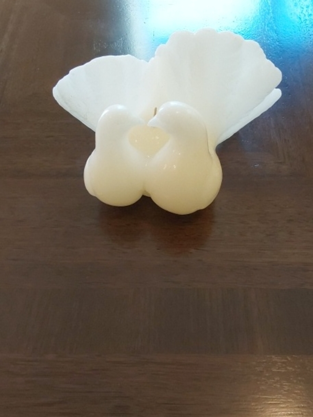 White Ceramic Dove Pair Decorative Candle